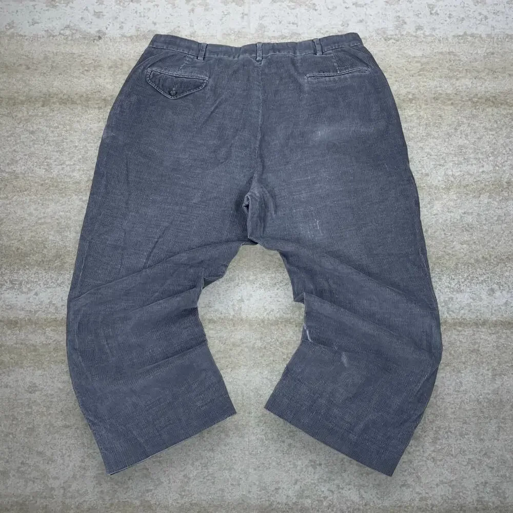 Vintage 90s Lands End Corduroy Pants 38x26 Baggy Wide Leg Fit Grey